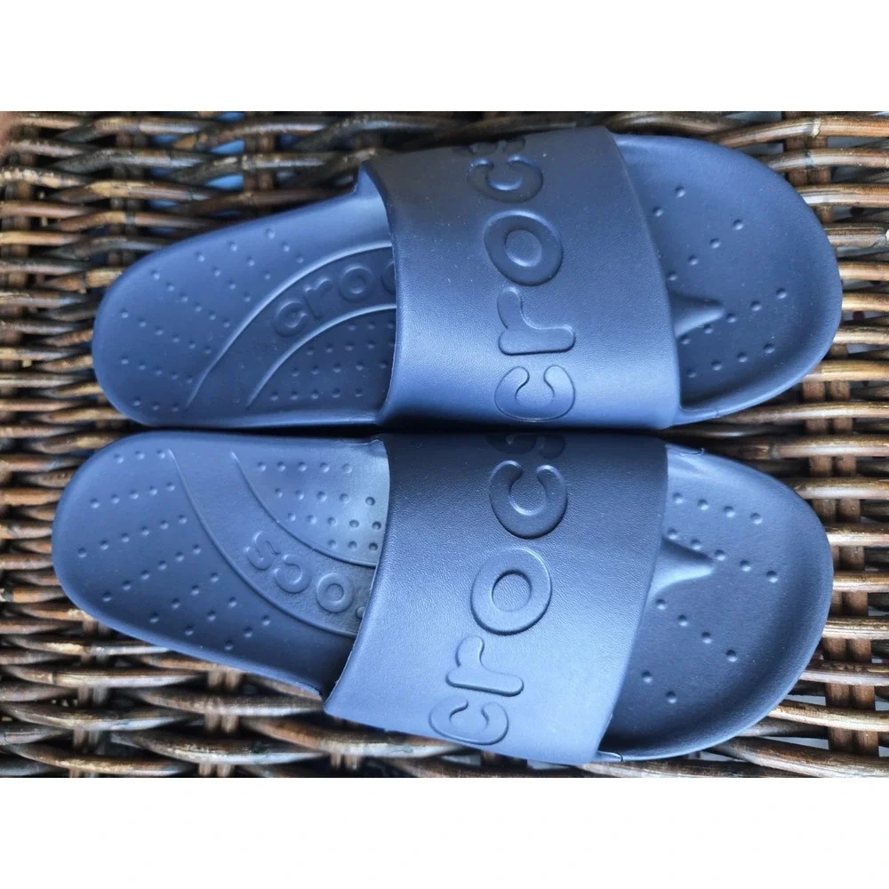 Crocs Men's Blue Logo Slide Sandals Slip On Rubber US 6 Standard Width